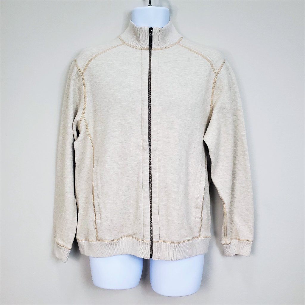 Kirkland Signature Oatmeal Cream Men’s Full Zip Sweater Size M